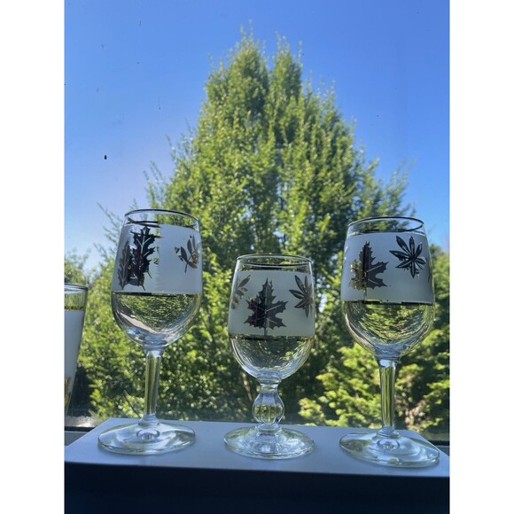 Vintage Libbey Golden Foliage Frosted Glassware – Set of 5 – 1950s Mid-Century B - Picture 16 of 16